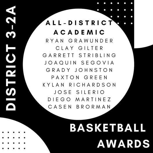 ​Congratulations to our Boys District 3-2A Basketball awards!